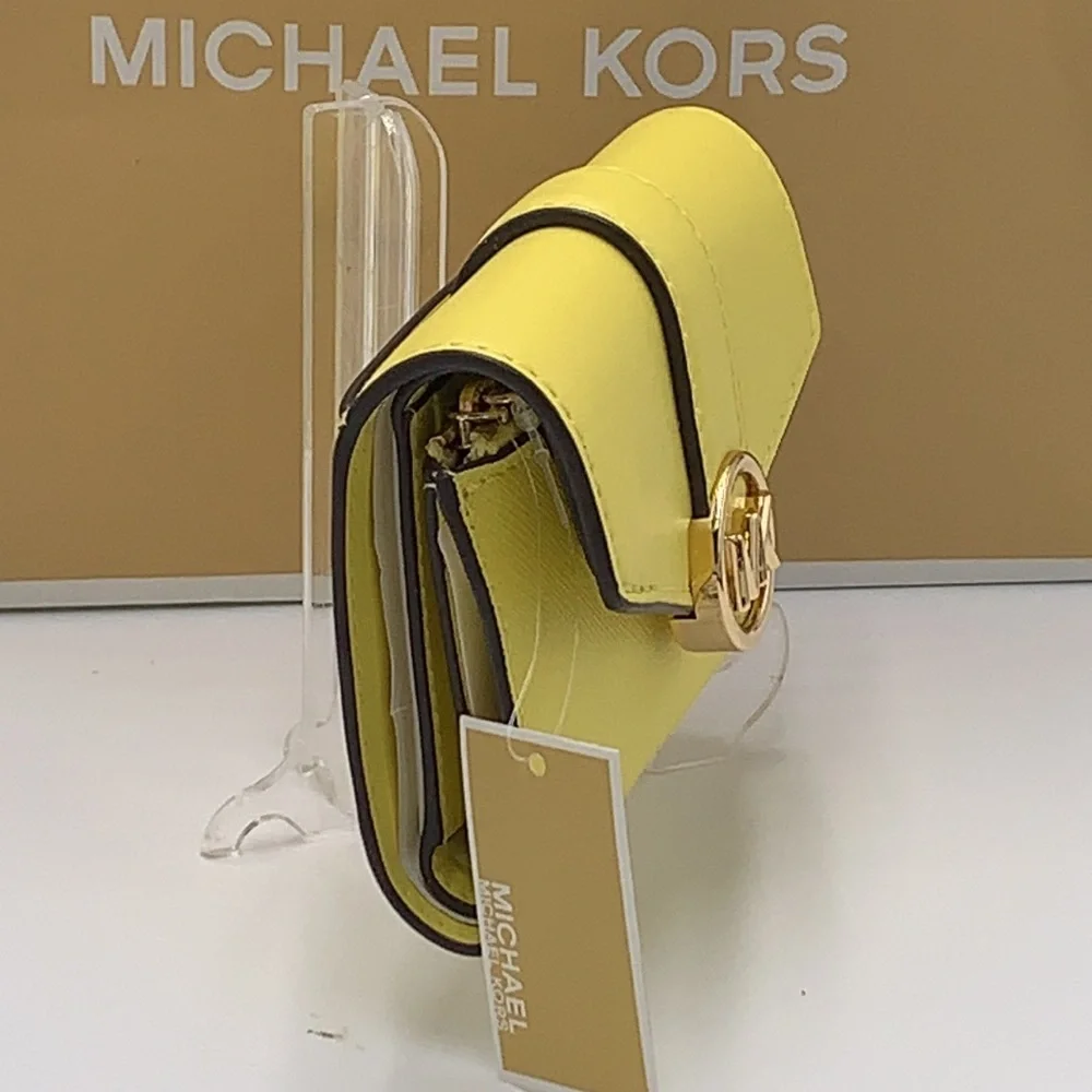 NWT MICHAEL KORS CARMEN MEDIUM FLAP BIFOLD WALLET SUNSHINE COLOR